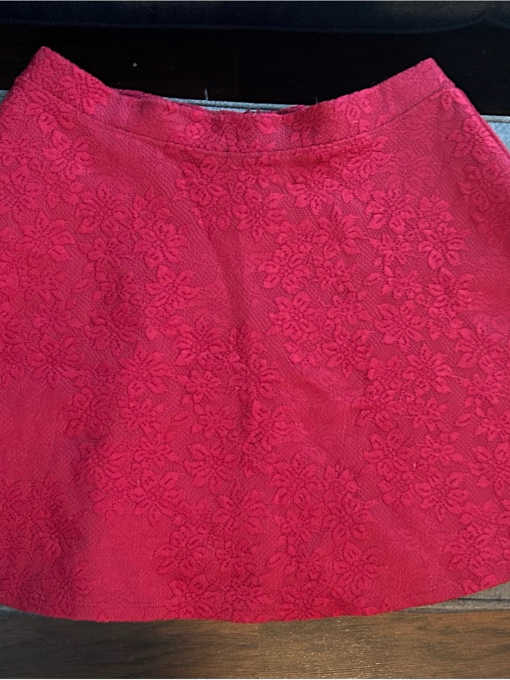 Forever 21 Red Floral Lace A-Line Skirt